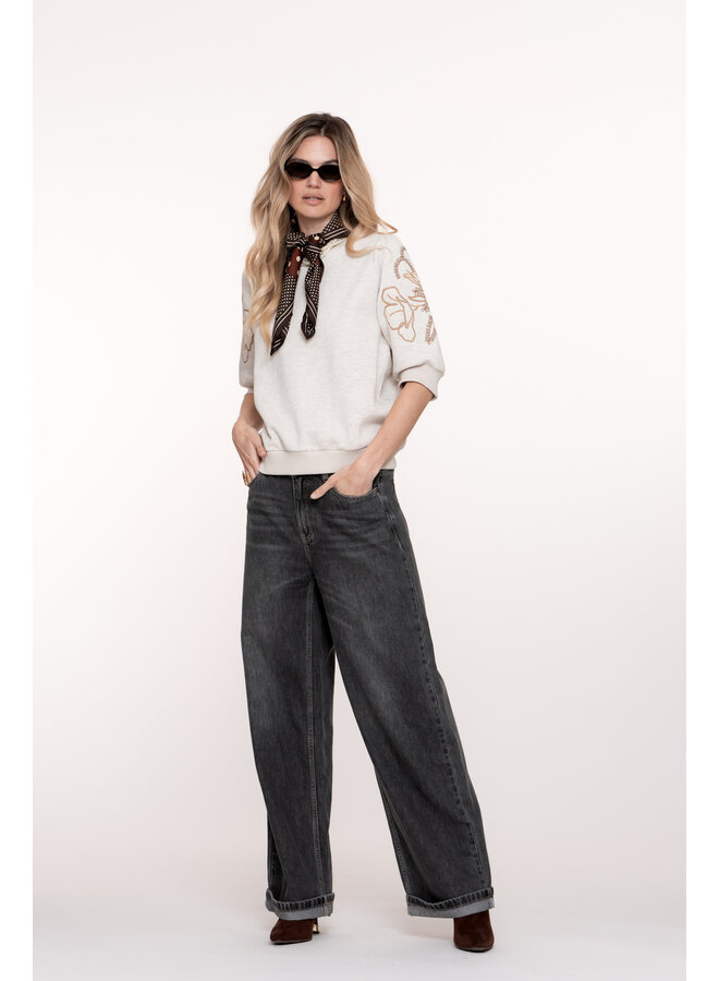 51509-10 805 Geisha Jeans fold-up grey denim