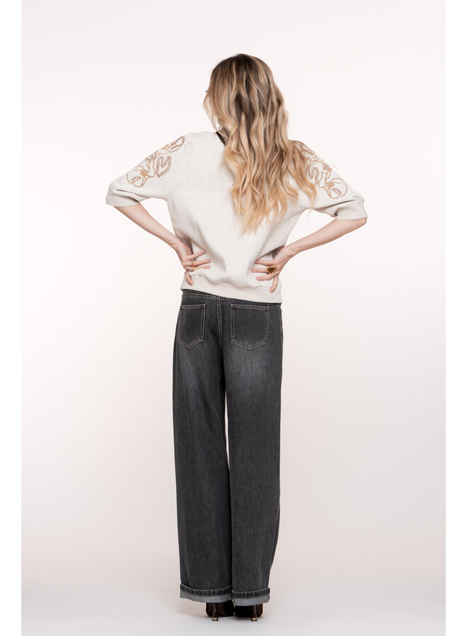 51509-10 805 Geisha Jeans fold-up grey denim