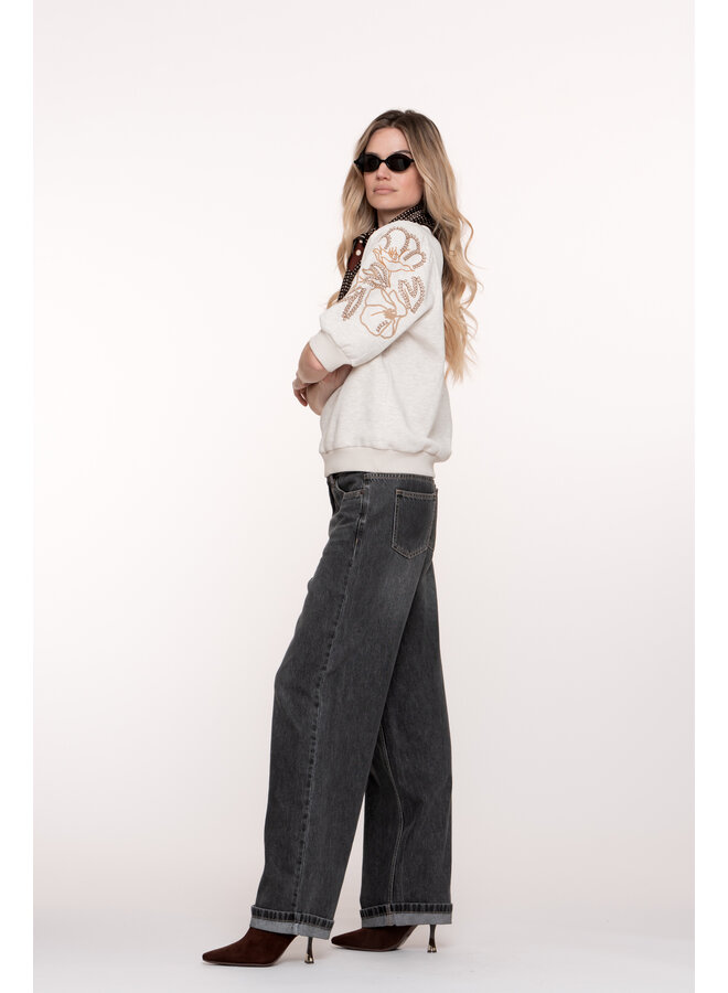 51509-10 805 Geisha Jeans fold-up grey denim