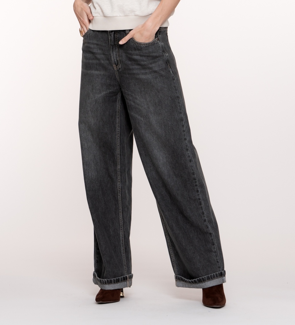 Long Geishan Pants in Grey Denim