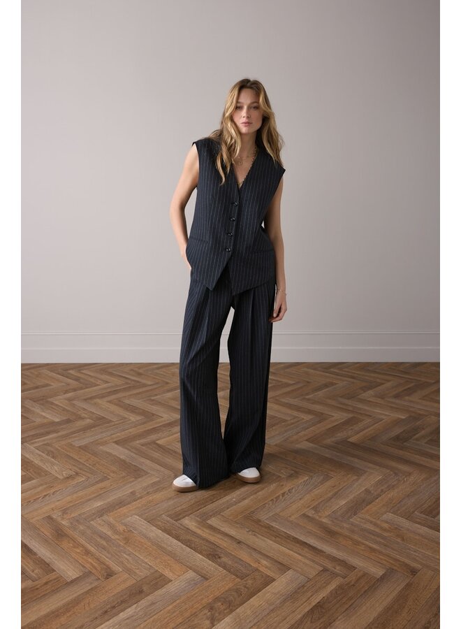 9s137-12258 495 Summum Gilet Pinstripe Midnight blue