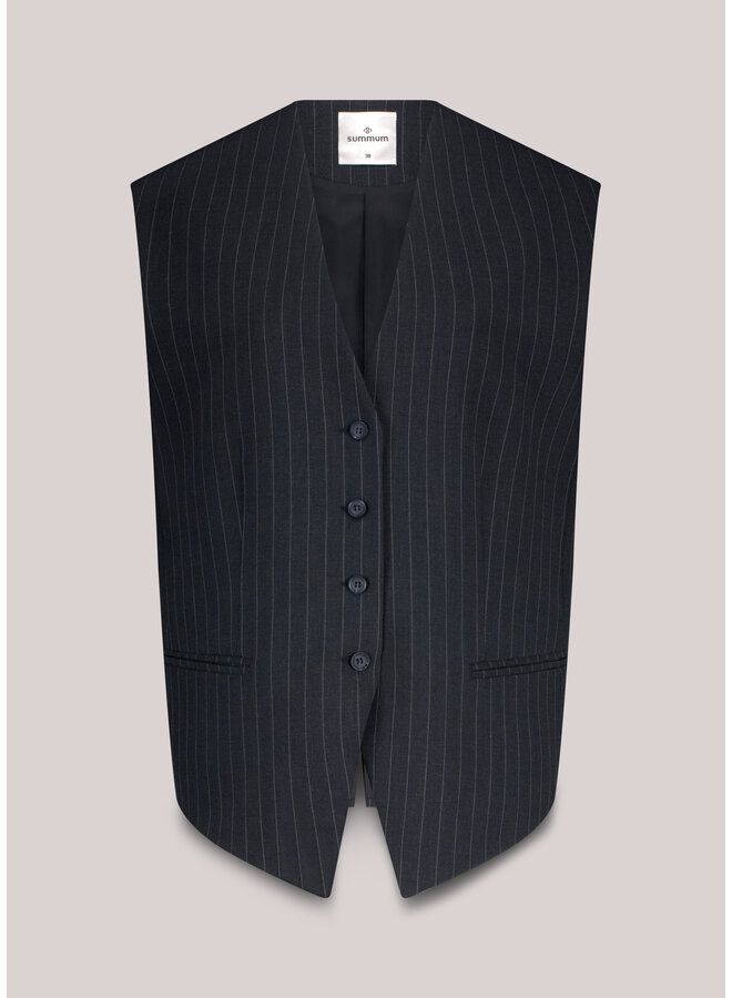 9s137-12258 495 Summum Gilet Pinstripe Midnight blue