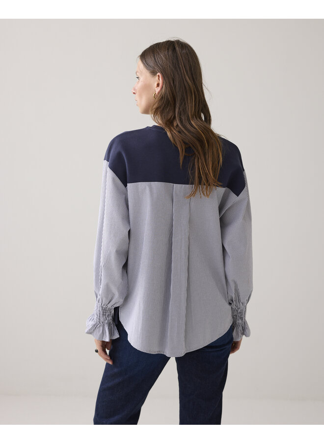 3s5188-30634 495 Summum Top Sweat woven mix Midnight blue