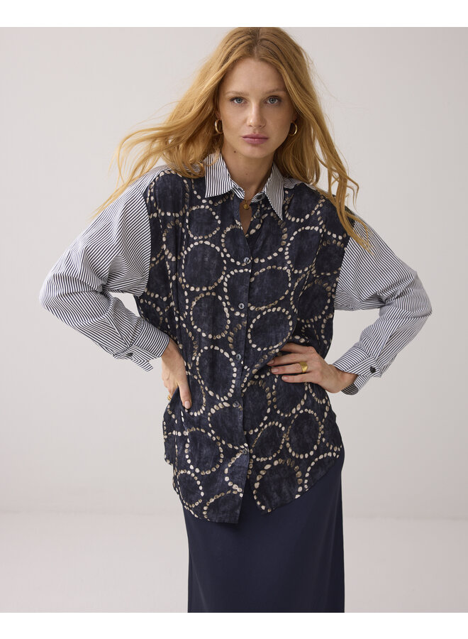 2s3329-12263 495 Summum Blouse All over print Midnight blue