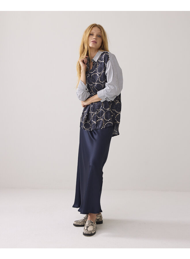 2s3329-12263 495 Summum Blouse All over print Midnight blue