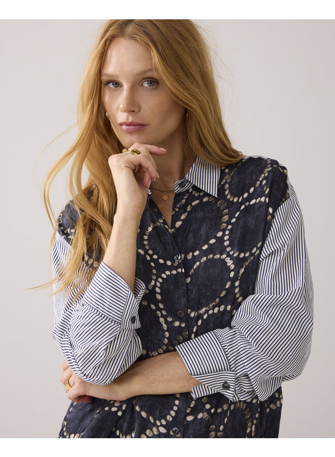 2s3329-12263 495 Summum Blouse All over print Midnight blue