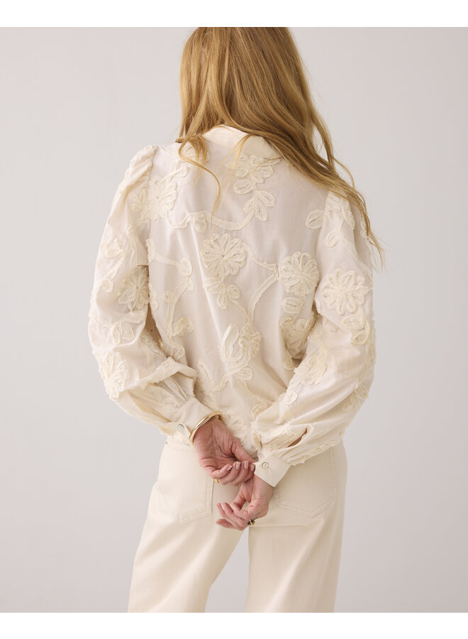 2s3327-12292 122 Summum Blouse Tape pattern voile Ivory