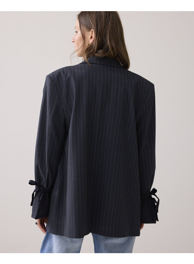 1s1263-12258 495 Summum Blazer boyfriend Pinstripe Midnight blue