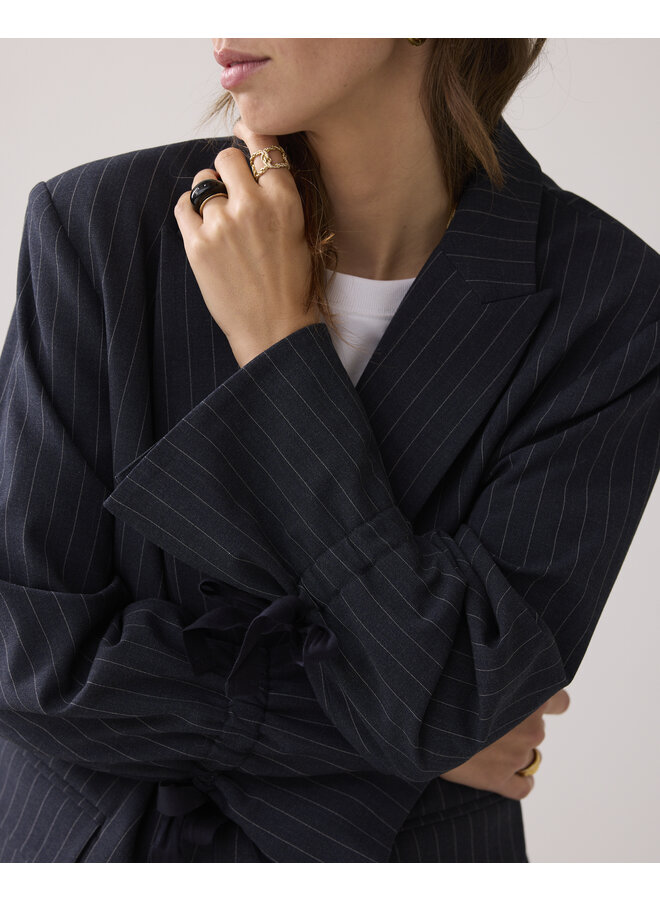 1s1263-12258 495 Summum Blazer boyfriend Pinstripe Midnight blue