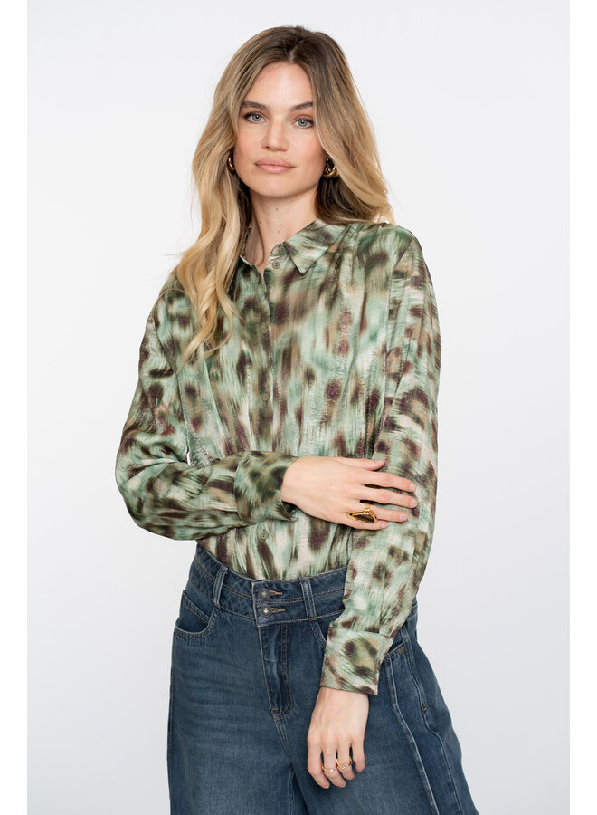 53659-20 530 Geisha Blouse print green/brown