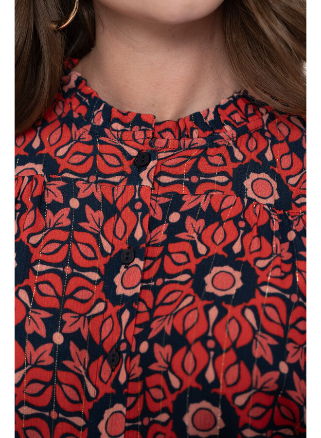 53611-20 420 Geisha Blouse print pink/blue