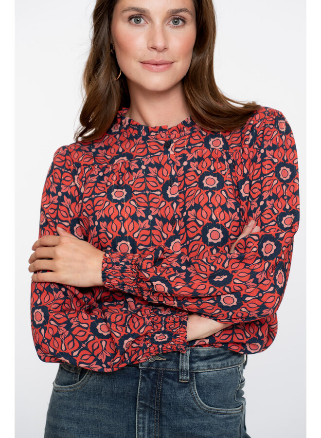 53611-20 420 Geisha Blouse print pink/blue