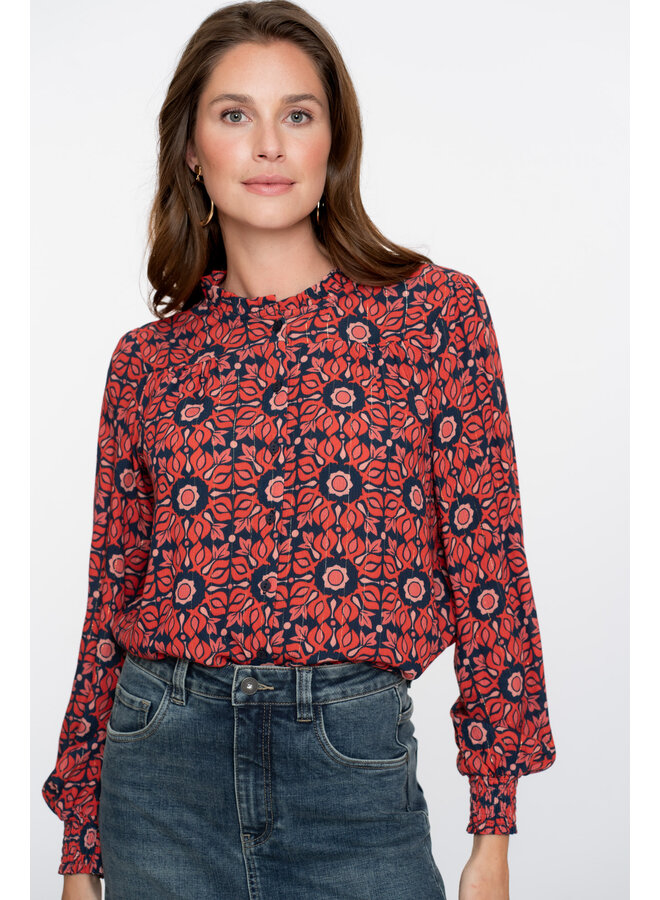 53611-20 420 Geisha Blouse print pink/blue