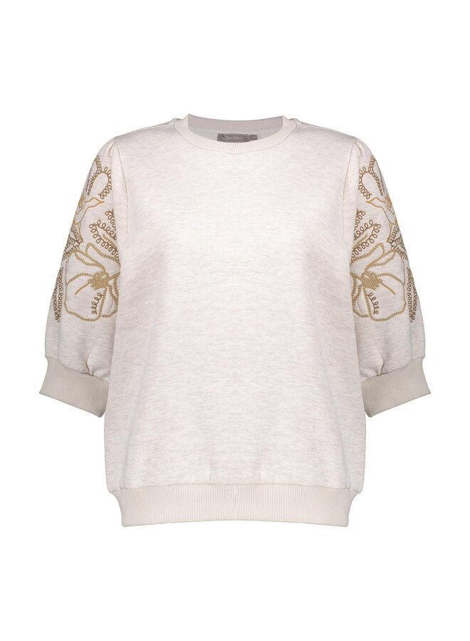 52592-24 715 Geisha Sweater short sleeve embroidery beige melange