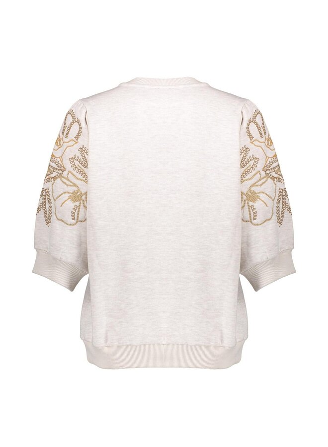 52592-24 715 Geisha Sweater short sleeve embroidery beige melange