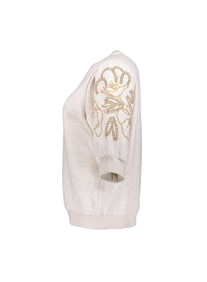 52592-24 715 Geisha Sweater short sleeve embroidery beige melange