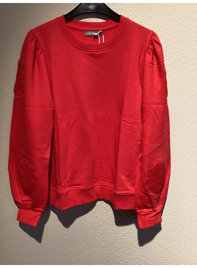 52582-21 450 Geisha Sweater big flowers red