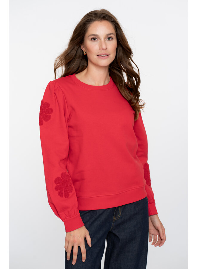 52582-21 450 Geisha Sweater big flowers red