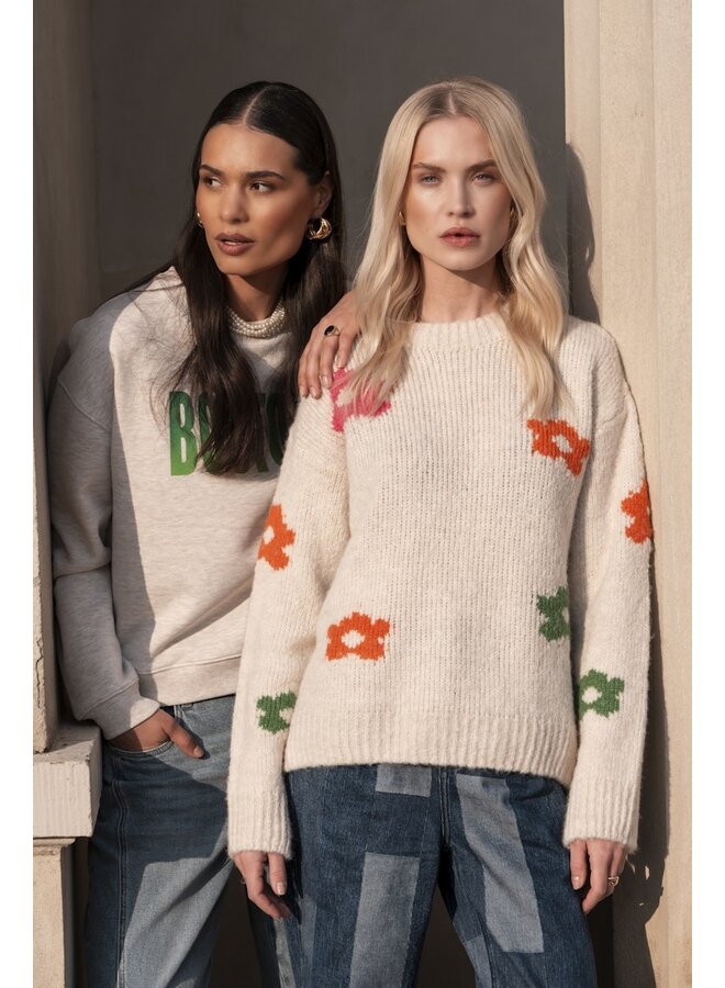 52602-41 715 Geisha Sweater "Boston" beige melange/green