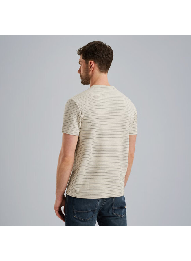PTSS2506555 7013 PME Legend Short sleeve r-neck textured yd stripe Bone White