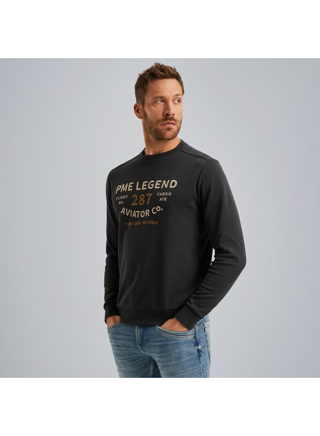PSW2506421 9140 PME Legend Crewneck interlock light sweat Obsidian