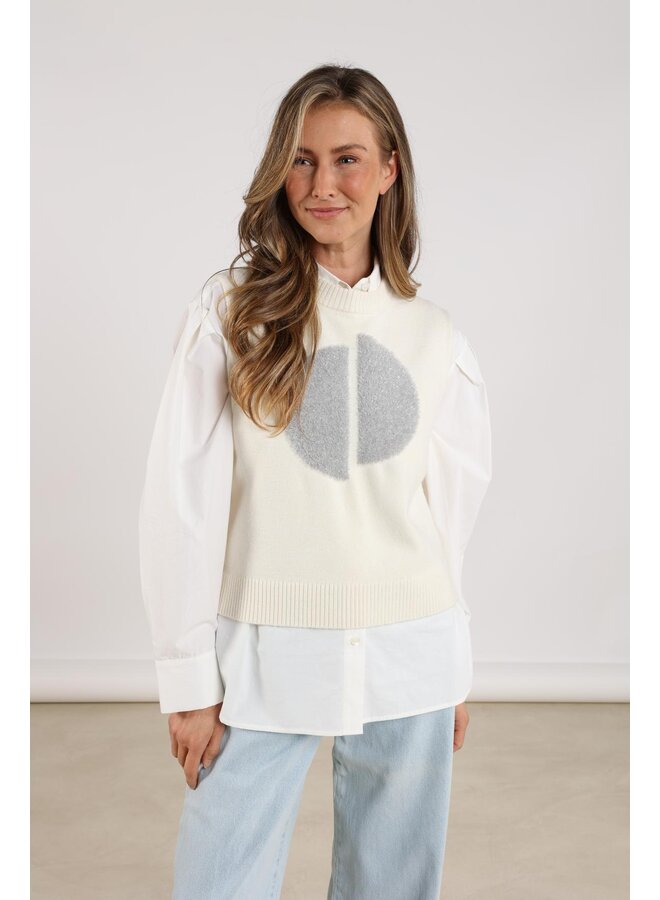 NKF07000 17 Nukus Intarsia Spencer Off White