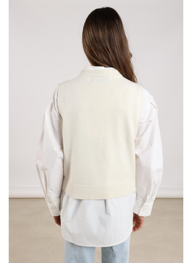 NKF07000 17 Nukus Intarsia Spencer Off White