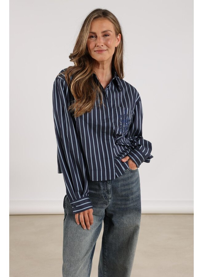 NKF02071 280 Nukus Ariana Blouse Stripe Navy/Ice