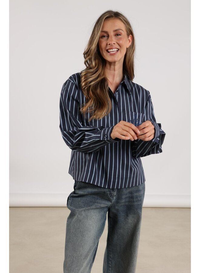 NKF02071 280 Nukus Ariana Blouse Stripe Navy/Ice