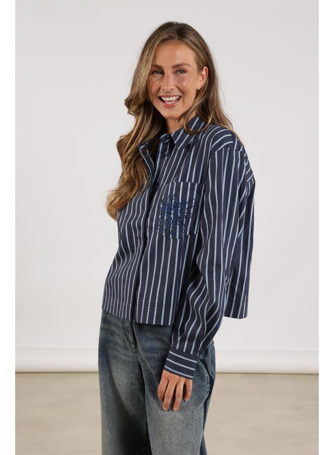 NKF02071 280 Nukus Ariana Blouse Stripe Navy/Ice