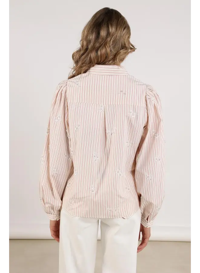 NKF02096 287 Nukus Jolies Blouse Stripe Offwhite/Dusty Pink