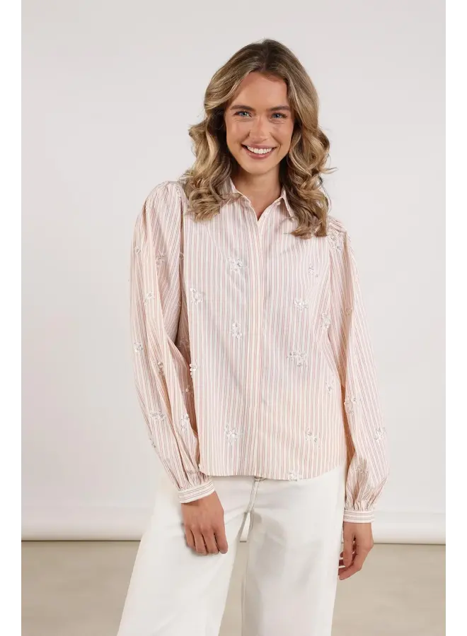 NKF02096 287 Nukus Jolies Blouse Stripe Offwhite/Dusty Pink