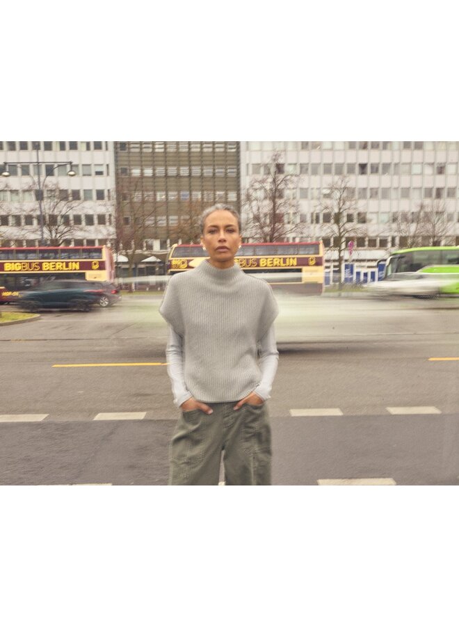 173490 919 Mos Mosh MMBiola Bine Knit Vest Grey Melange