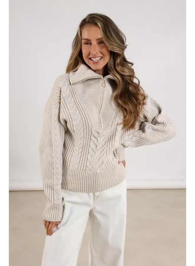 NKF03025 9 Nukus Clair Pullover Zipper Sand