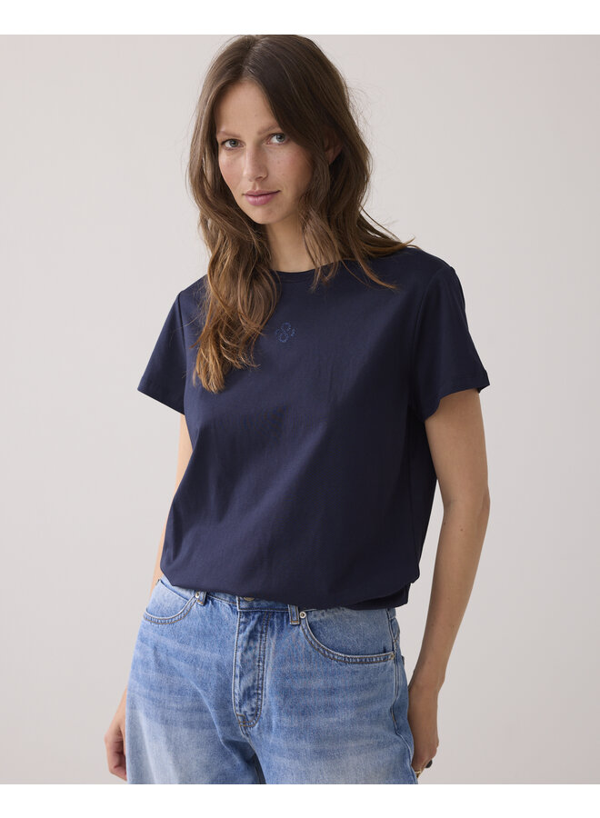 3s5185-30714 495 Summum Rhine stone logo tee  Midnightblue