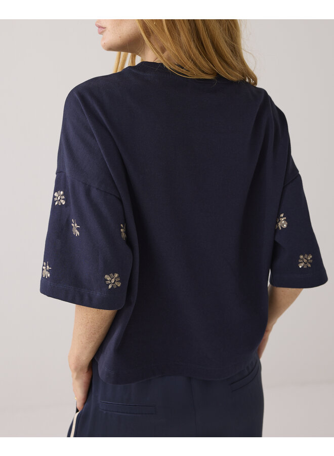 3s5201-30656 495 Summum Embellished shortsleeve Midnight blue