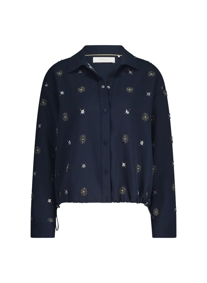 NKF02056 226 Nukus Newport Blouse Embroidery Navy/Silver