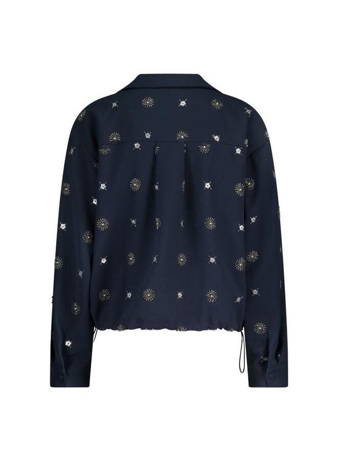 NKF02056 226 Nukus Newport Blouse Embroidery Navy/Silver