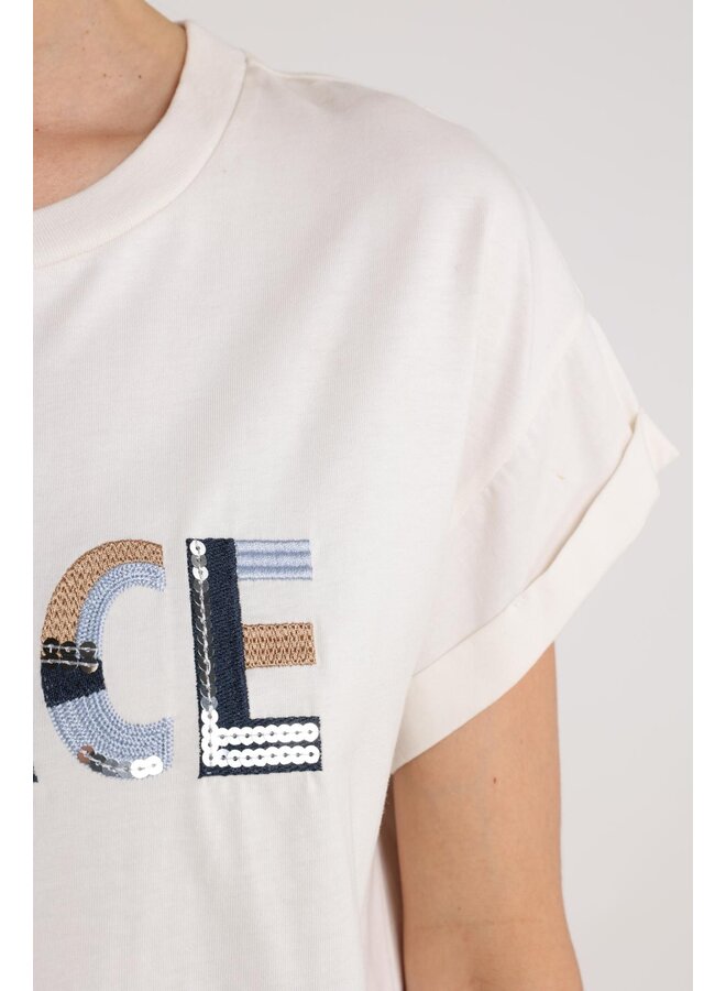 NKF04003 219 Nukus Grace Shirt Oneck Offwhite/Navy