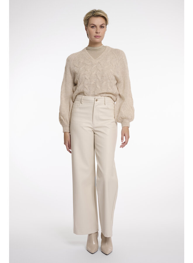 CorianShort.7502511 Rino en Pelle Short length straight leg PU pants Birch