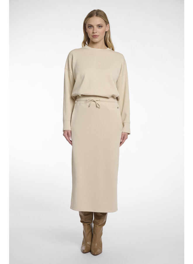 Ciska.7002511 Rino en Pelle Jersey skirt with elastic waistband Beige