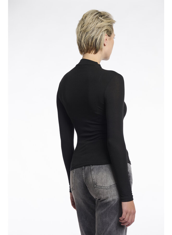 Claar.7002511 Rino en Pelle Long sleeve top with turtleneck  Black
