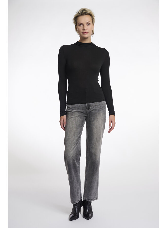 Claar.7002511 Rino en Pelle Long sleeve top with turtleneck  Black