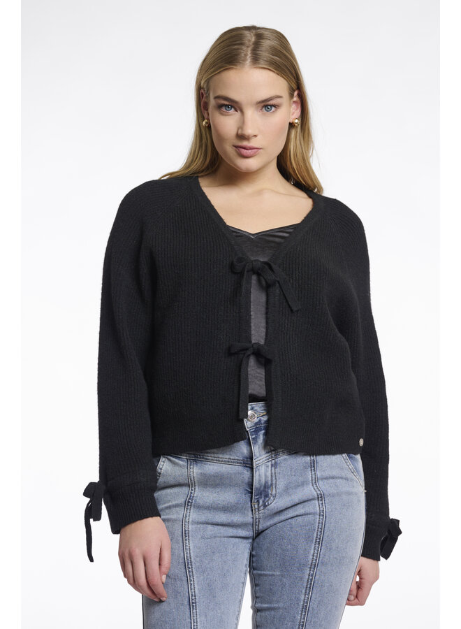 Gouke.5002511 Rino en Pelle Knitted cardigan with bows Black