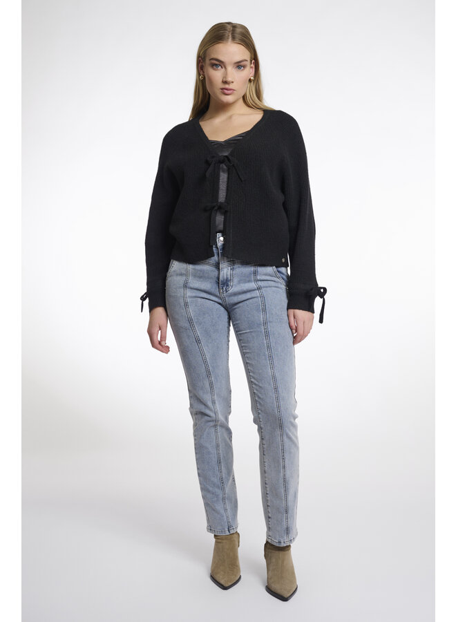 Gouke.5002511 Rino en Pelle Knitted cardigan with bows Black