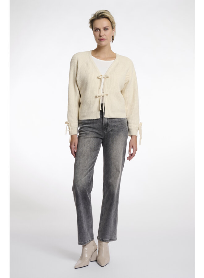 Gouke.5002511 Rino en Pelle Knitted cardigan with bows  Birch