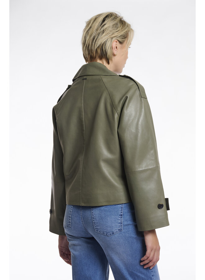 Lotte.3502511 Rino en Pelle Double breasted leather jacket  Green ash