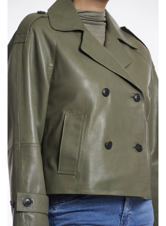Lotte.3502511 Rino en Pelle Double breasted leather jacket  Green ash