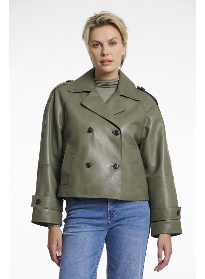 Lotte.3502511 Rino en Pelle Double breasted leather jacket  Green ash