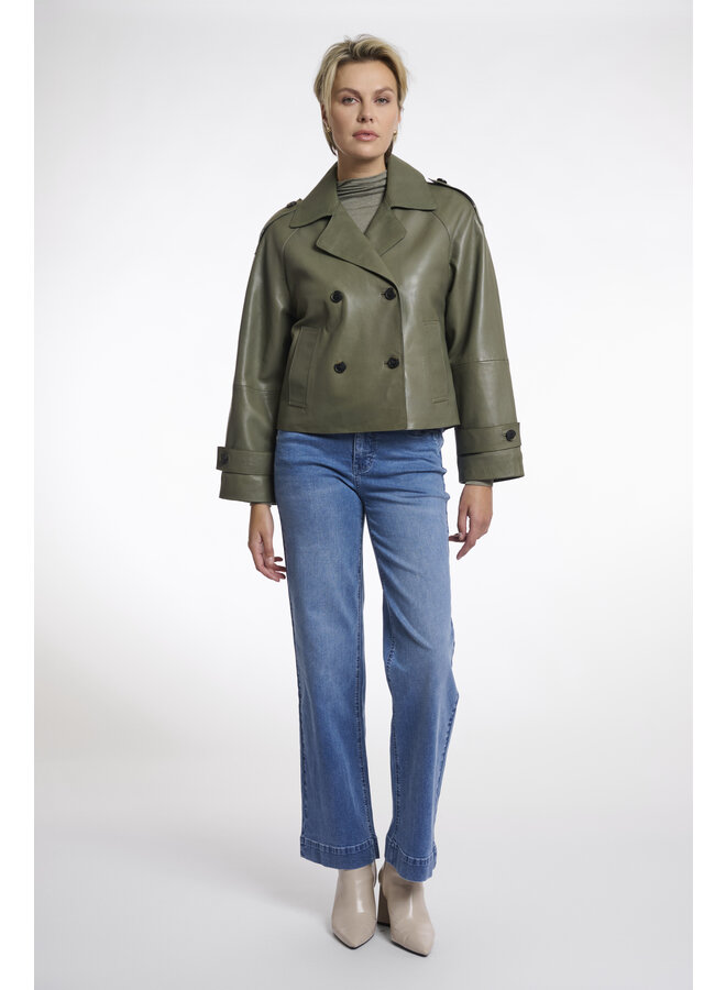 Lotte.3502511 Rino en Pelle Double breasted leather jacket  Green ash